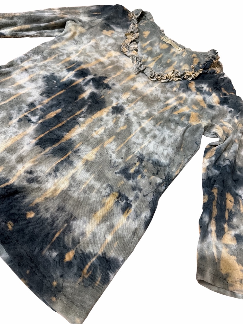 IMPULSE CALIFORNIA Ruffle Tie-Dye Tank Top - Gray & Tan
